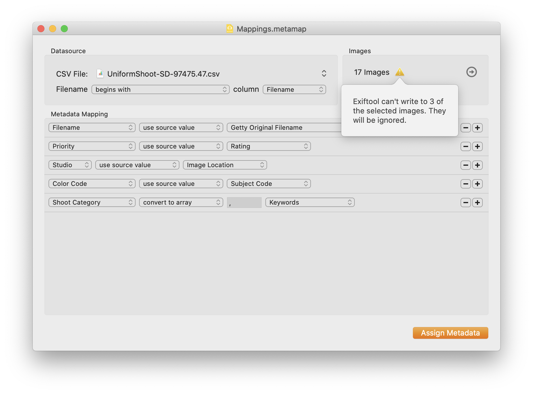 Image Warning Popover